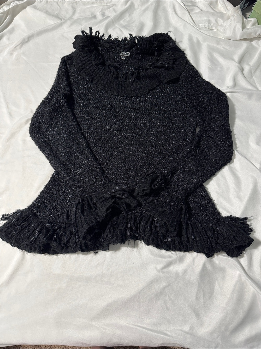 Vintage Y2K Lisa International Knit Mini Dress / Ruffle Tunic Sweater Whimsigoth